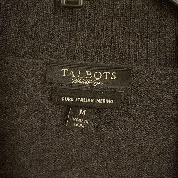 Talbots Pure Italian Merino Wool Gray Shawl Collar Open-Front Cardigan women’s M - Picture 2 of 12